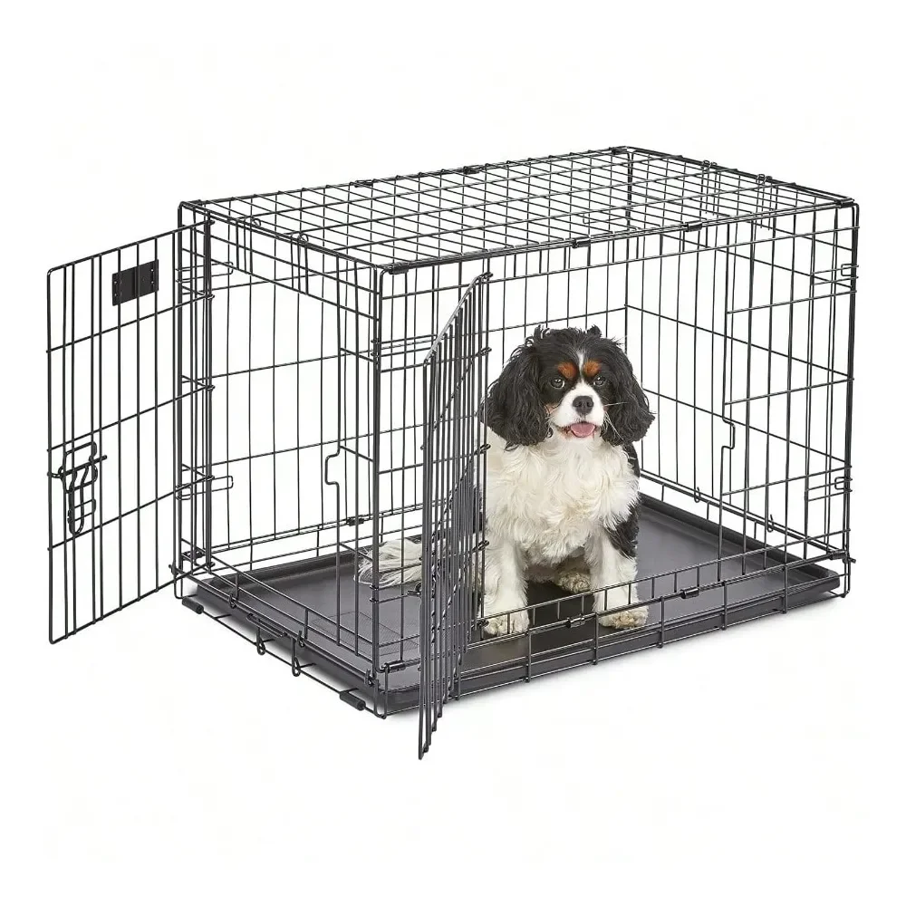 

Enhanced Single Double Door ICrate Dog Crate Includes LeakProof Pan Floor Protecting Feet Divider Panel New Patented Features