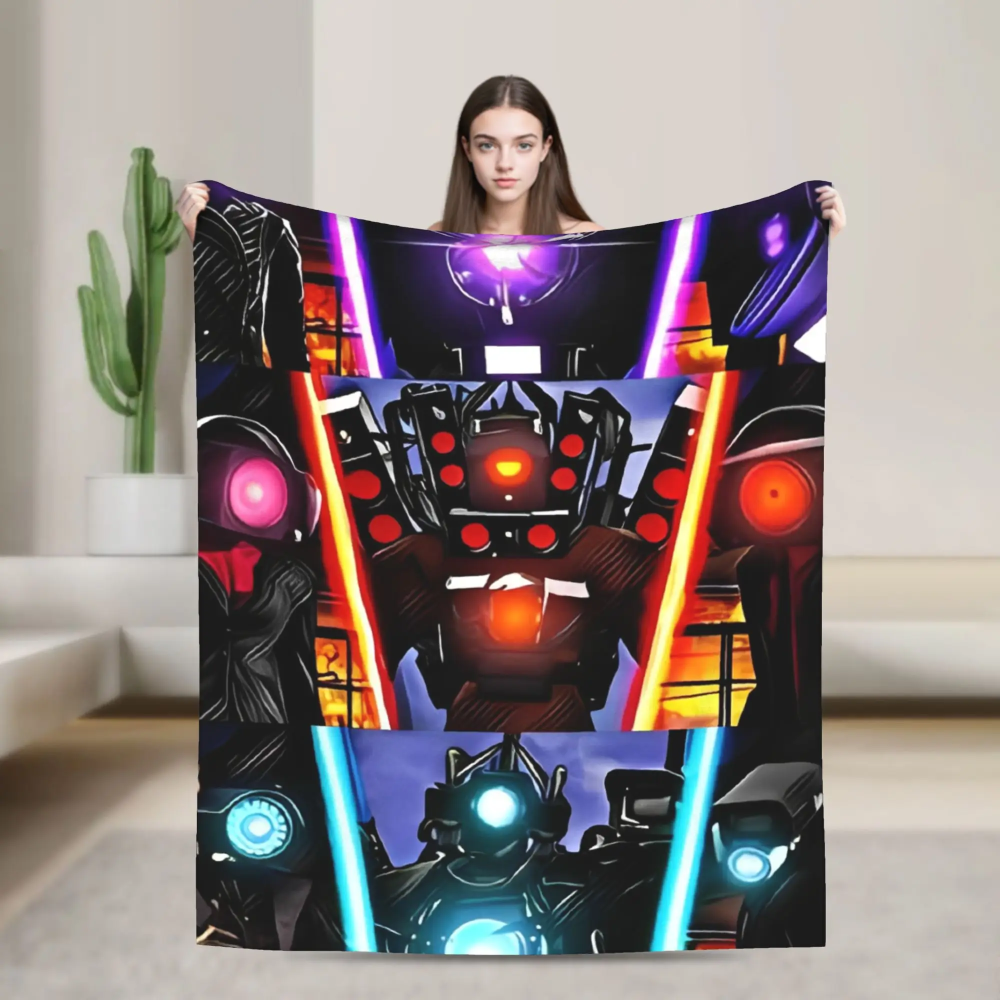 

Skibidi Toilet Speakerman Blanket Soft Aesthetic Plush Throw Blanket For Home Decor Airplane Travel Flannel Bedspread Bed Cover