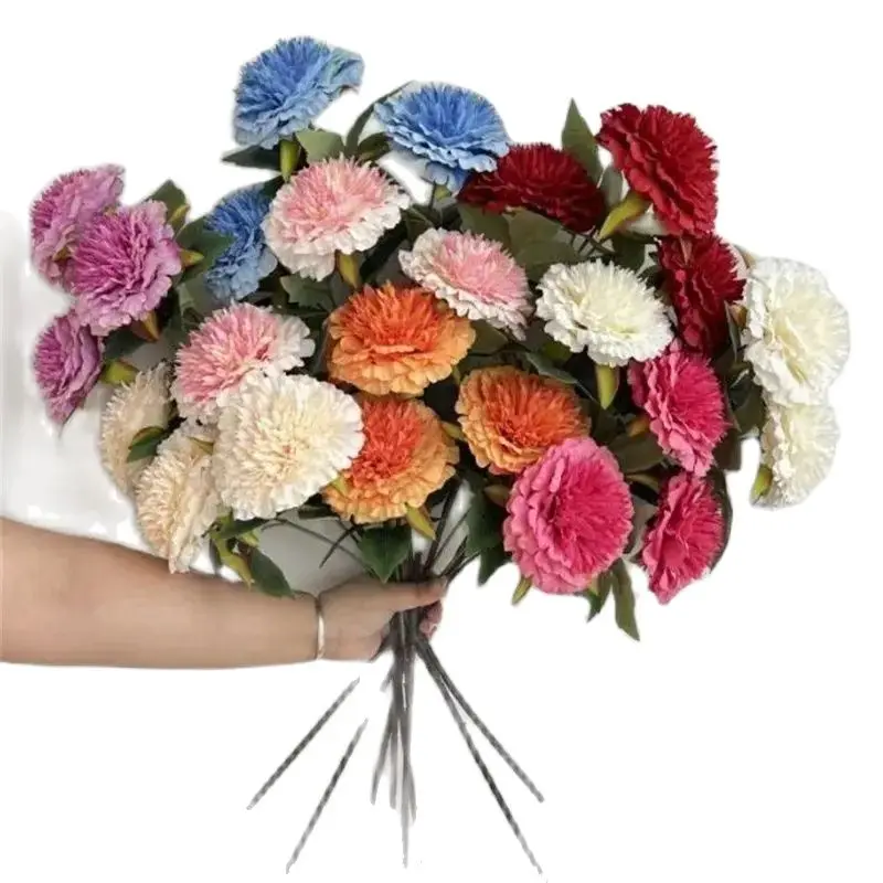 

5Pcs Faux Long Stem Melaleuca Chrysanthemum (3 heads/Piece) Simulation Peonia Wedding Home Decorative Artificial Spring Peony