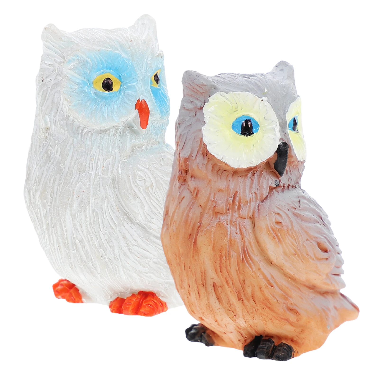 

2 Pcs Owl Figurine Resin Statues Micro L Garden Decor Durable Mini Animal naments Outdoor Table Decorations