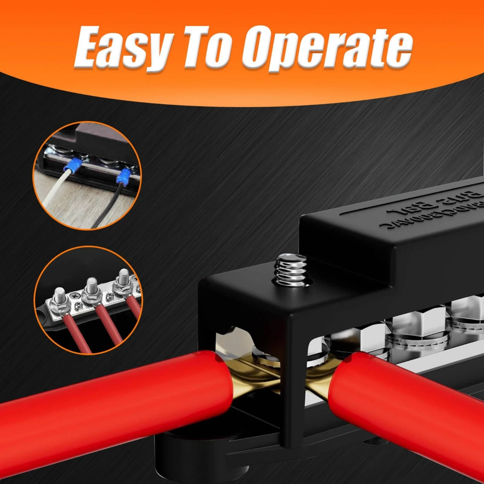 4-Stud Busbar High Current Power Distribution Block RV Busbar Terminal Copper Junction Block Cover for Boat Owners