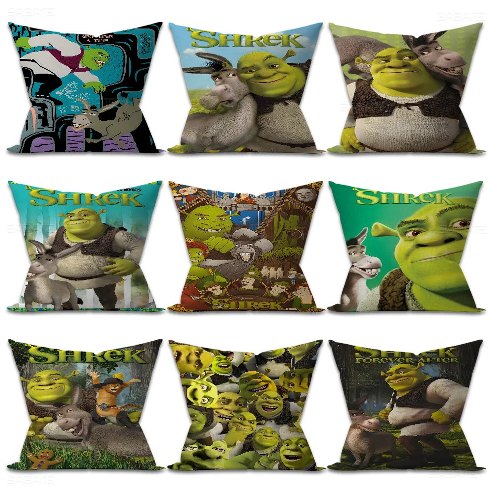 Cartoon Funny S-Shrek Pillow Cover For Bedroom Room And Living Room Sofa Decorative Cushion Cover