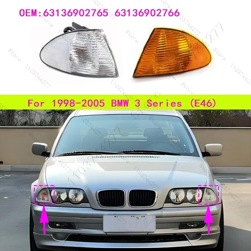 For 1998-2005 BMW 320i 323i 325i 325xi 328i 330i 330xi (E46) Turn Corner Signal Lights (Without Bulb) 63136902765 63136902766