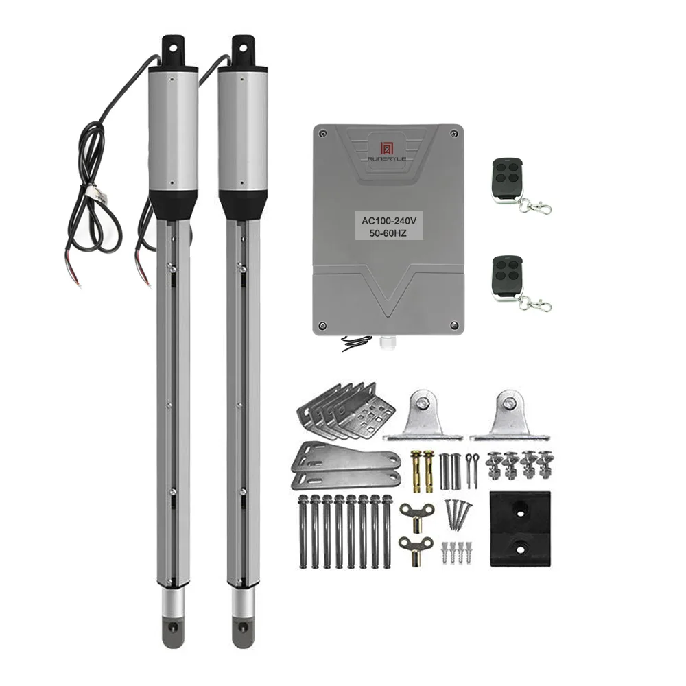 PKM-C05 Complete Automatic Dual Swing Gate Opener Kit - Light-to-Medium Duty, w/ Remote (770 lbs Max, 14ft per Arm)