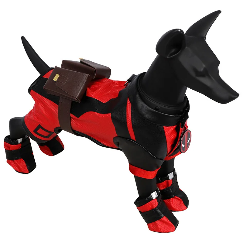 Dogpool Cosplay Deadpool Pet Dog Spandex Clothes Belt Waist Pack Shoes Halloween Carnival Party Costumes Cat Dress Up Suit Gift