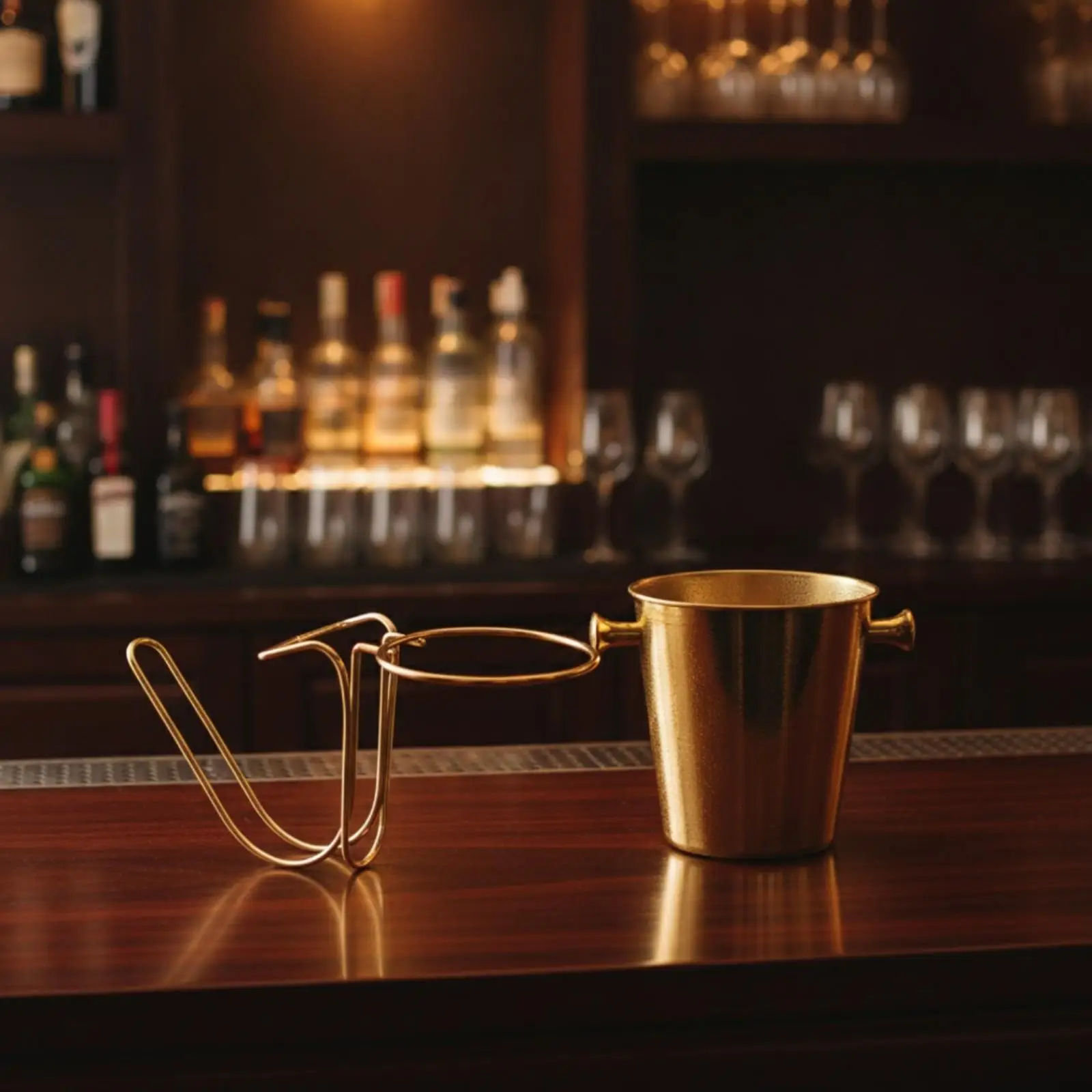 Insulated Ice Bucket with Stand Stainless Steel Table Edge Holder for Beverage Serving Restaurant Home Bar Entertainment