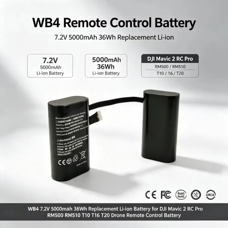 WB4 7.2V 5000mAh 36Wh Replacement Li-ion Battery for DJI Mavic 2 RC Pro RM500 RM510 T10 T16 T20 Drone Remote Control Battery