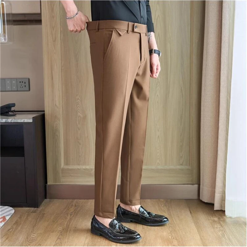 Advanced Embroidered Business Formal Pants Men\'s Slim Fit Office Suit Pants Classic Men\'s Dress Pants Elastic Office Clothes