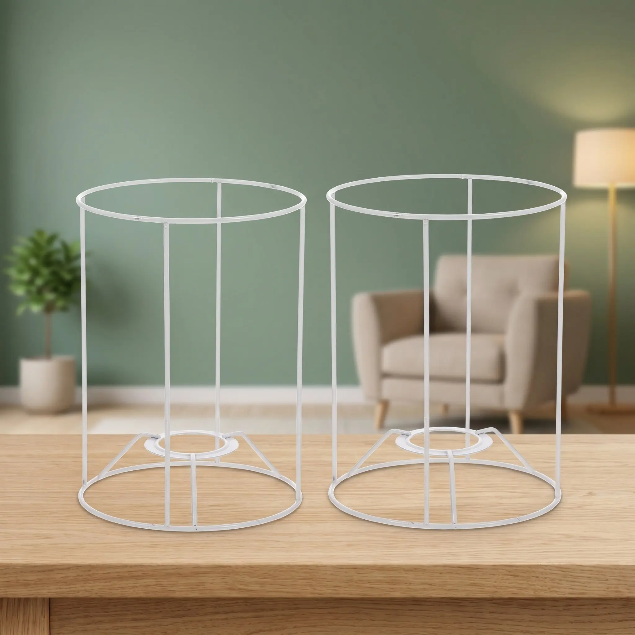 2Pcs Lamp Shade Frame Iron Wire Metal DIY Lampshade for Table Pendant Light Replacement Lamp Fitting Frame