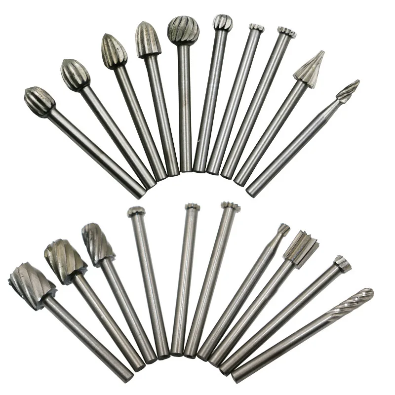 20pcs 3.1mm Shank Rotary Milling Cutter Set Tool Grinding Accessories metal Polishing dremel bits Burr Electric Hss Carbide