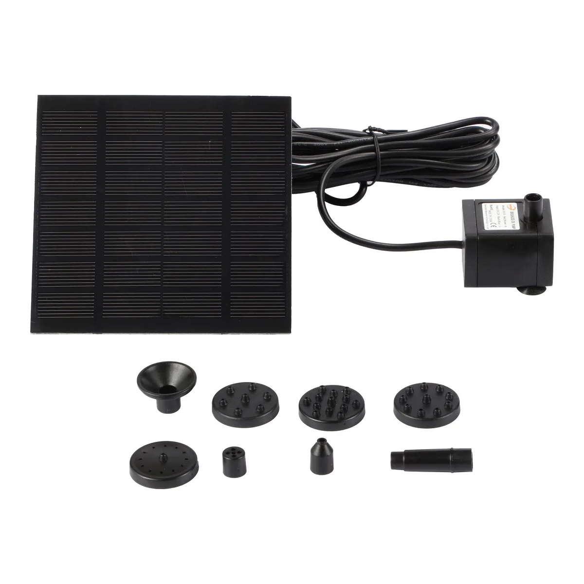 1.2W Solar Fountain 200L/h with 6 Nozzles Solar Pond Pump Lift 110cm Solar Panel Water Pump for Bird Bath Ponds Garden Fish Tank