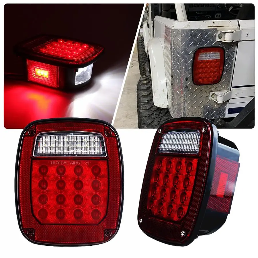 

Lights Assembly Replacement for 19792006 Wrangler TJ YJ CJ5 CJ7 Red Square Rear Combination Tail Lamps with Passenger and Driver