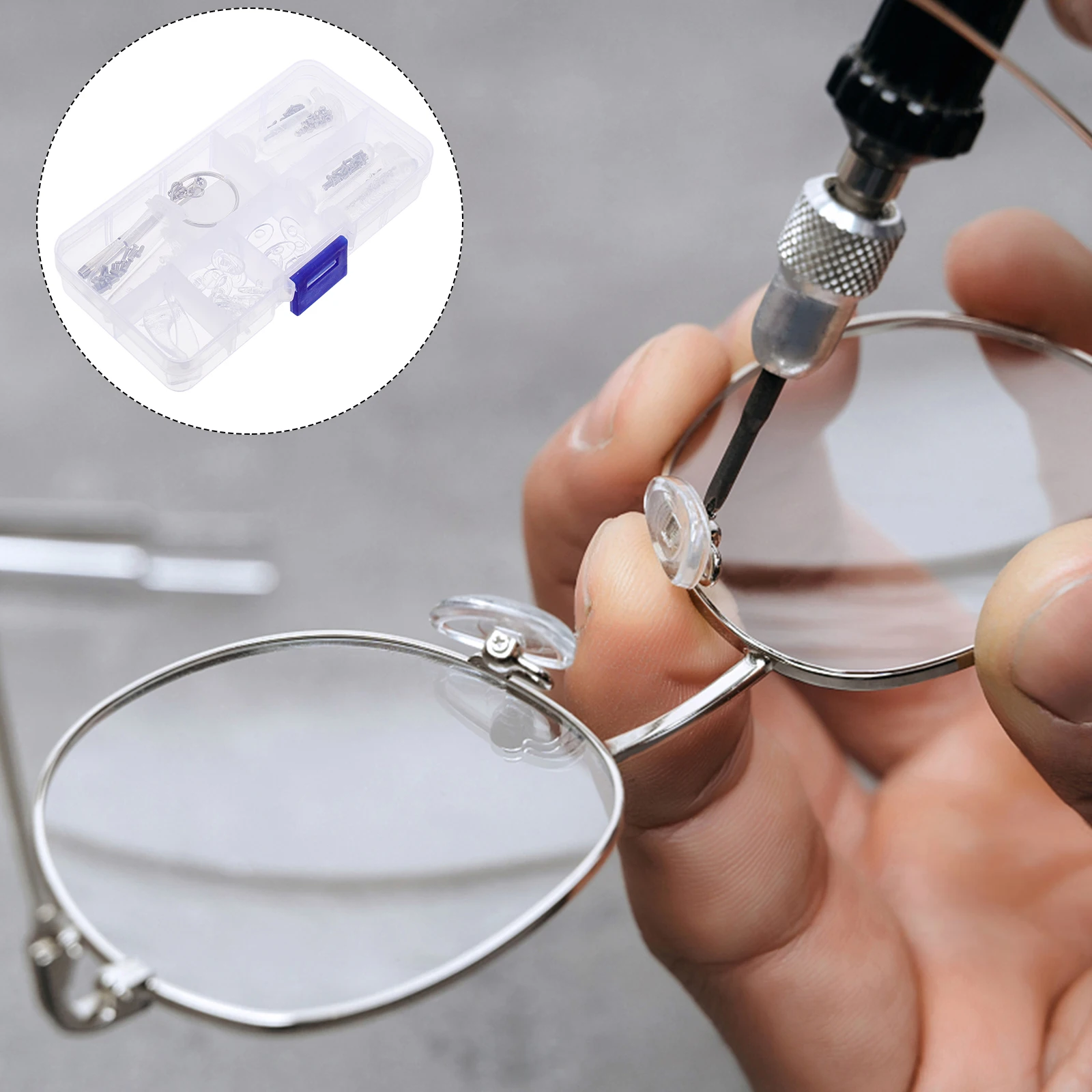 

1 Set Eyeglass Repair Kit Durable Rustproof Tools For Glasses Sunglasses Watches Electronics Storage Box Included Eyewear Repair