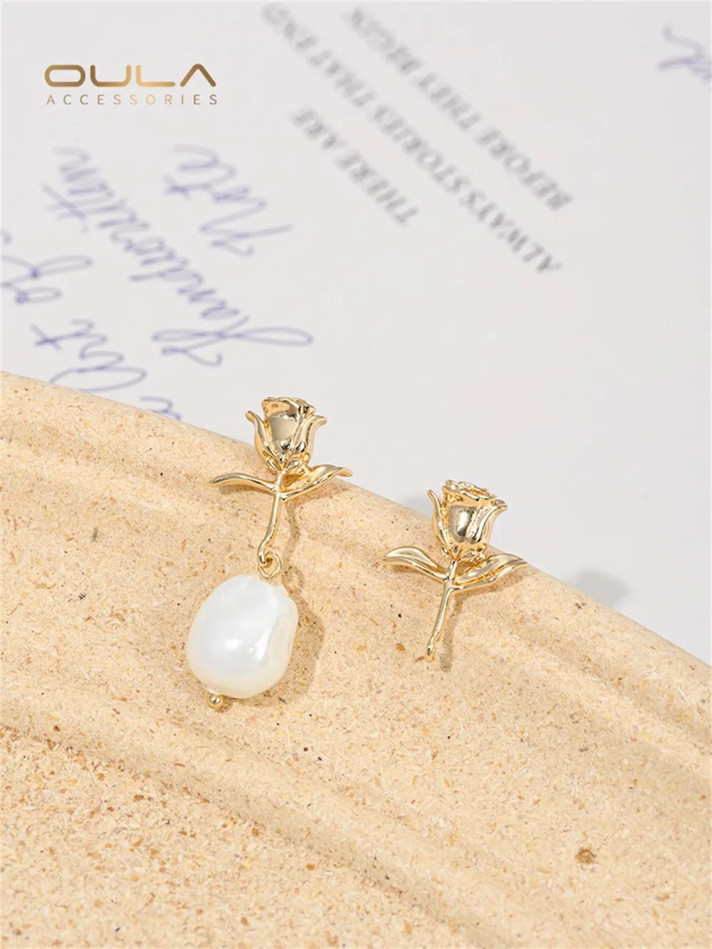 Boucles d'oreilles plaquées or 14 carats, Branches suspendues, feuilles, fleurs roses, accessoires de boucles d'oreilles artisanaux, compagnon