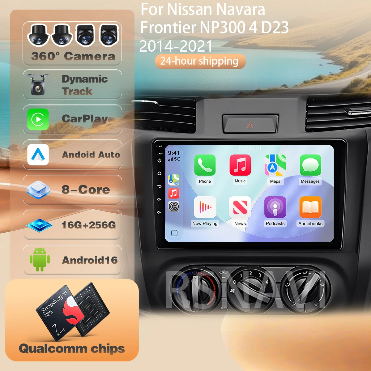 For Nissan Navara Frontier NP300 4 D23 2014 - 2021 Autoradio Car Radio Multimedia Player 360 Camera Carplay auto Android 16