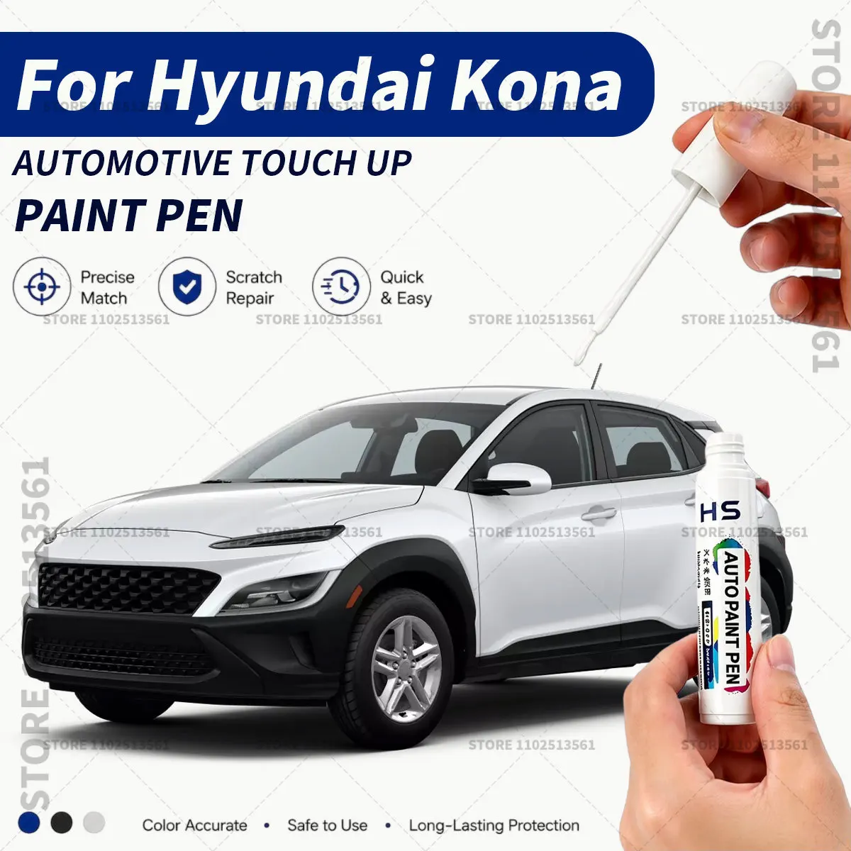 Car Paint Repair Pen Restores Original Factory Paint Finish For Hyundai Kona Chalk white Thunder gray Blue wave Cyber silver