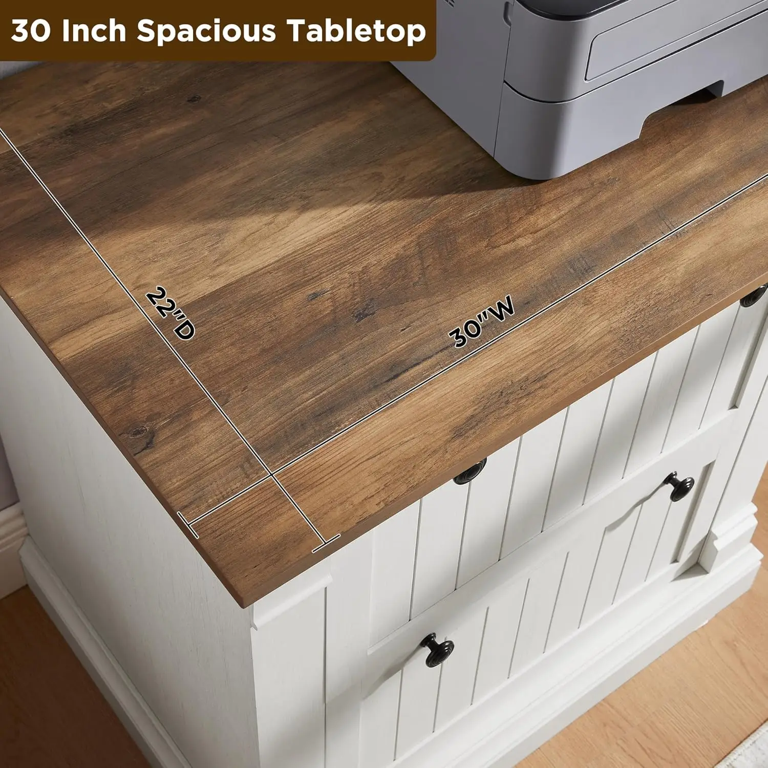 خزانة ملفات المزرعة مع درجين، خزانة ملفات جانبية مقاس 30 بوصة مع مجلدات ملفات معلقة، أدراج متشابكة #4