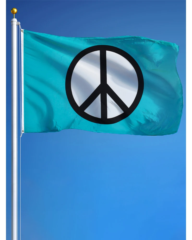 3 x 5 Peace Symbol Flag - Bright UV Resistant Polyester World Peace Flags with Brass Grommets 3x5