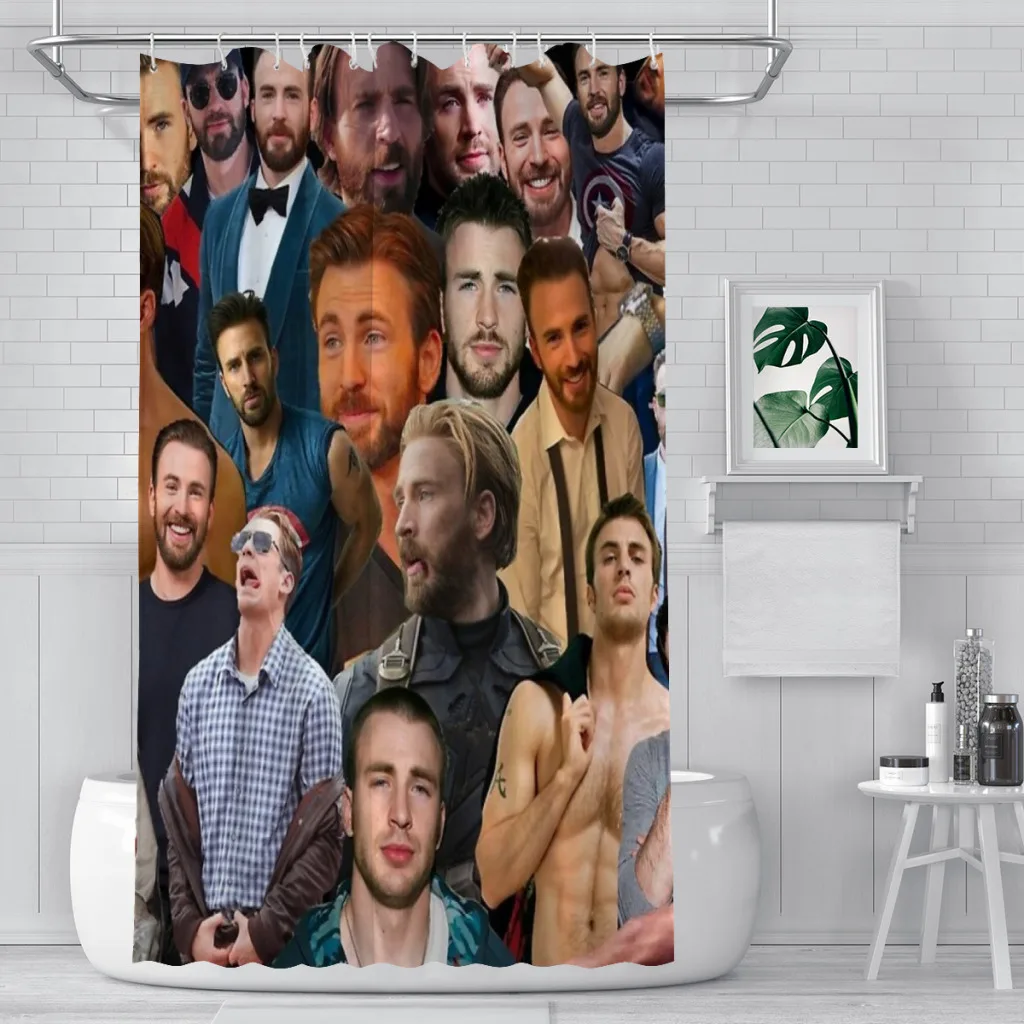 Chris Evans Collage Unique decor Modern Fabric Bathroom Shower Curtains art design Print Curtain