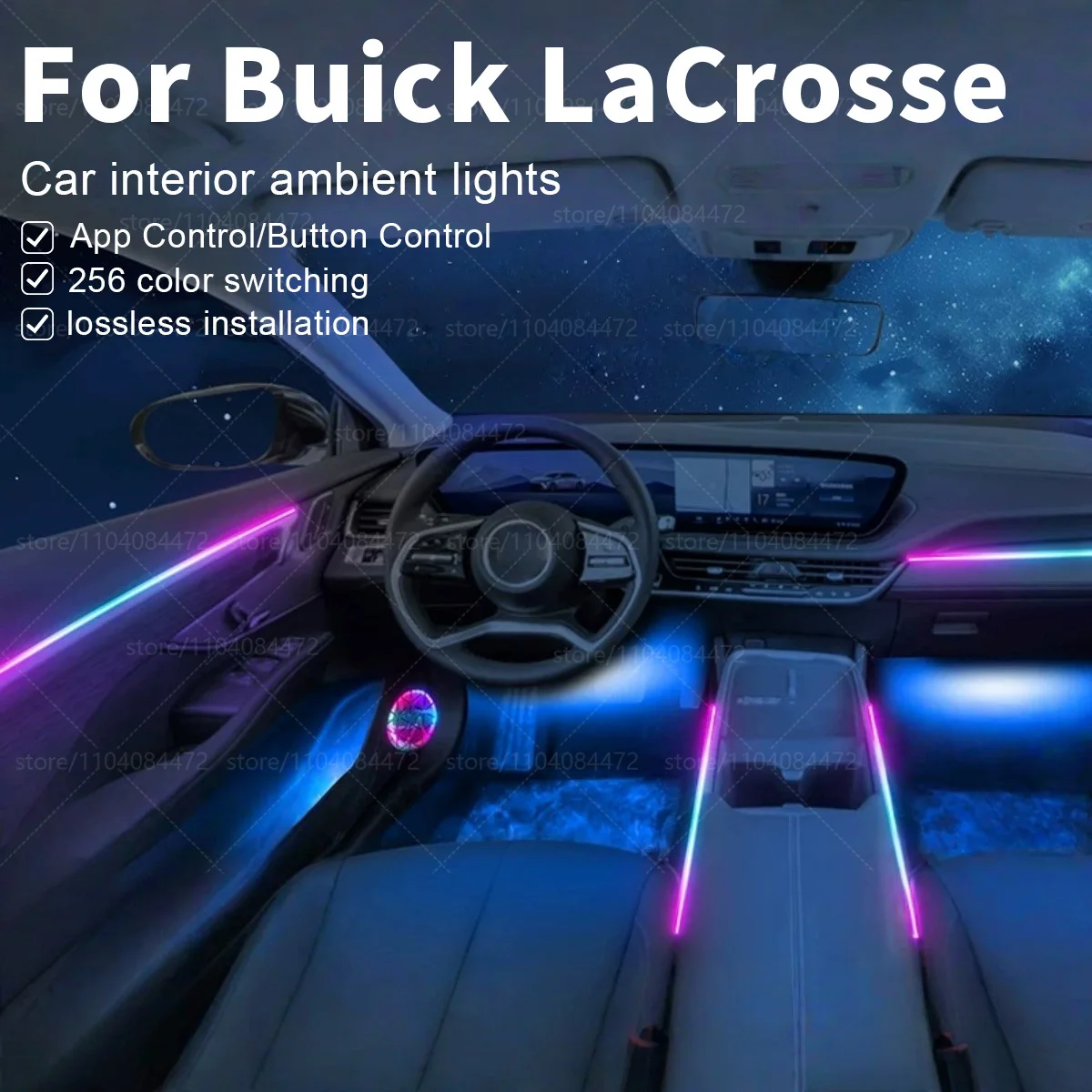

Для Buick LaCrosse 22in1 RGB интерьер автомобиля акриловые автомобильные окружающие освещение RGB скрытая акриловая полоса украшения атмосферные аксессуары