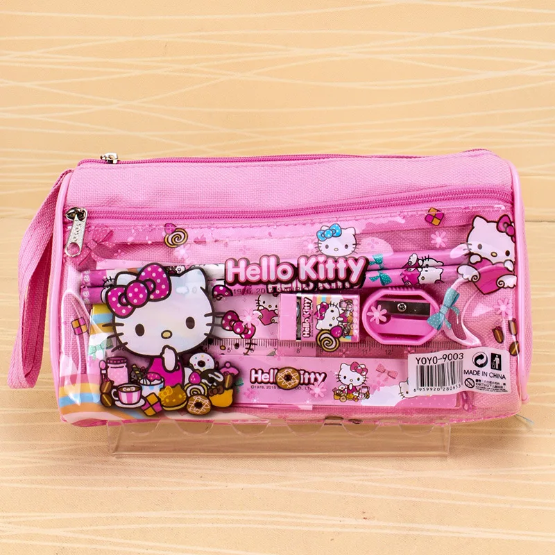 Sanrio Hello Kitty Kuromi My Melody Cinnamoroll-estuche de dibujos animados para bolígrafos, bolsa de almacenamiento, juego de papelería de aprendizaje, regalo para niños