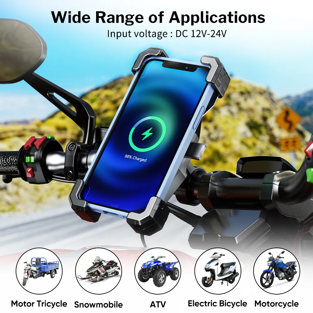 Deelife Motorfiets Telefoon Houder Draadloos Opladen Voor Motorbike Smartphone Ondersteuning Voor Moto Motor Handlebar Mount Stand