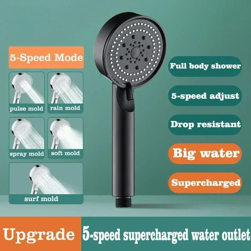 Shower Head  5 Modes  Adjustable High Pressure Water Saving Shower Head Bathroom Accessories Massage Showerhead Spray Nozzle