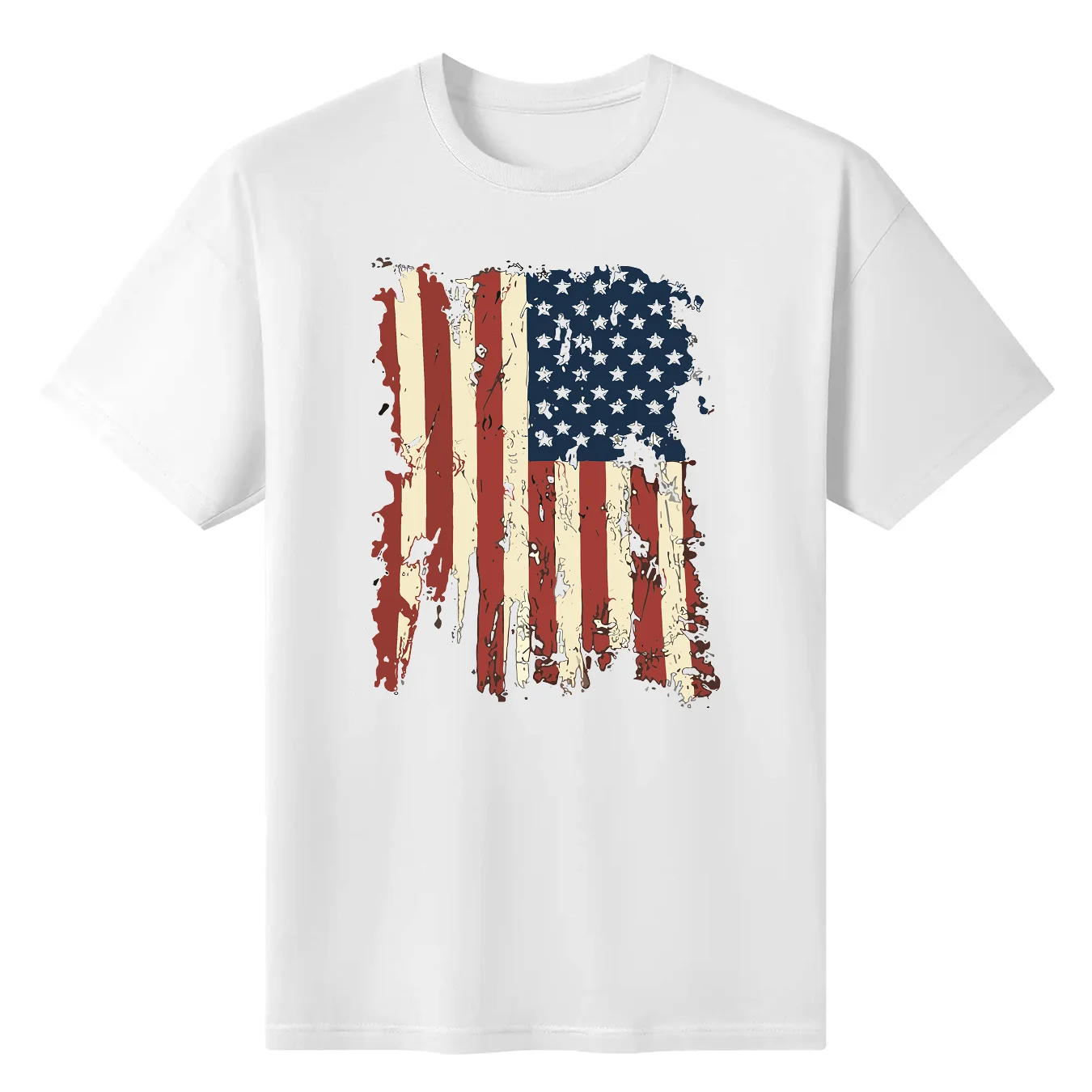 Independence Day Flag Print Graphic Polyester Breathable Tee Shirt Crew Neck Casual Women Men Casual July 4th Patriotic T-shirt