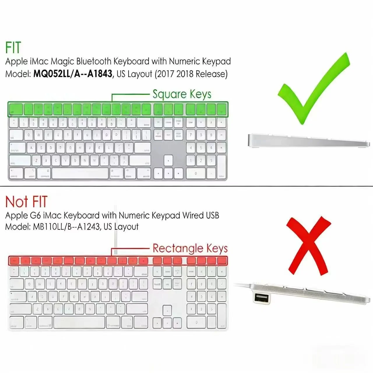 Rainbow Purple English Spanish Keyboard Cover US Layout for Apple iMac Magic Wireless KeyboardwithNumeric Keypad MQ052LL/A A1843