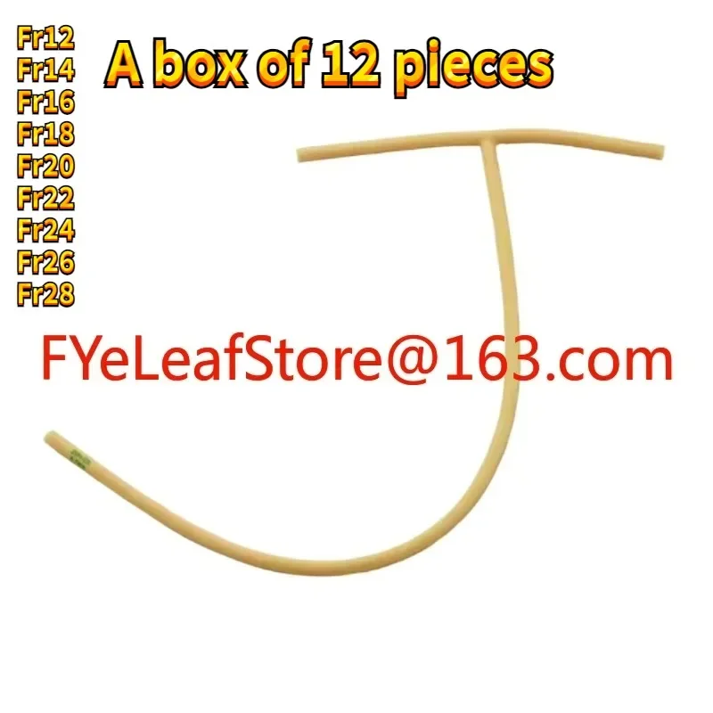 A box of 12 pieces Disposable latex T-shaped drainage urinary catheter