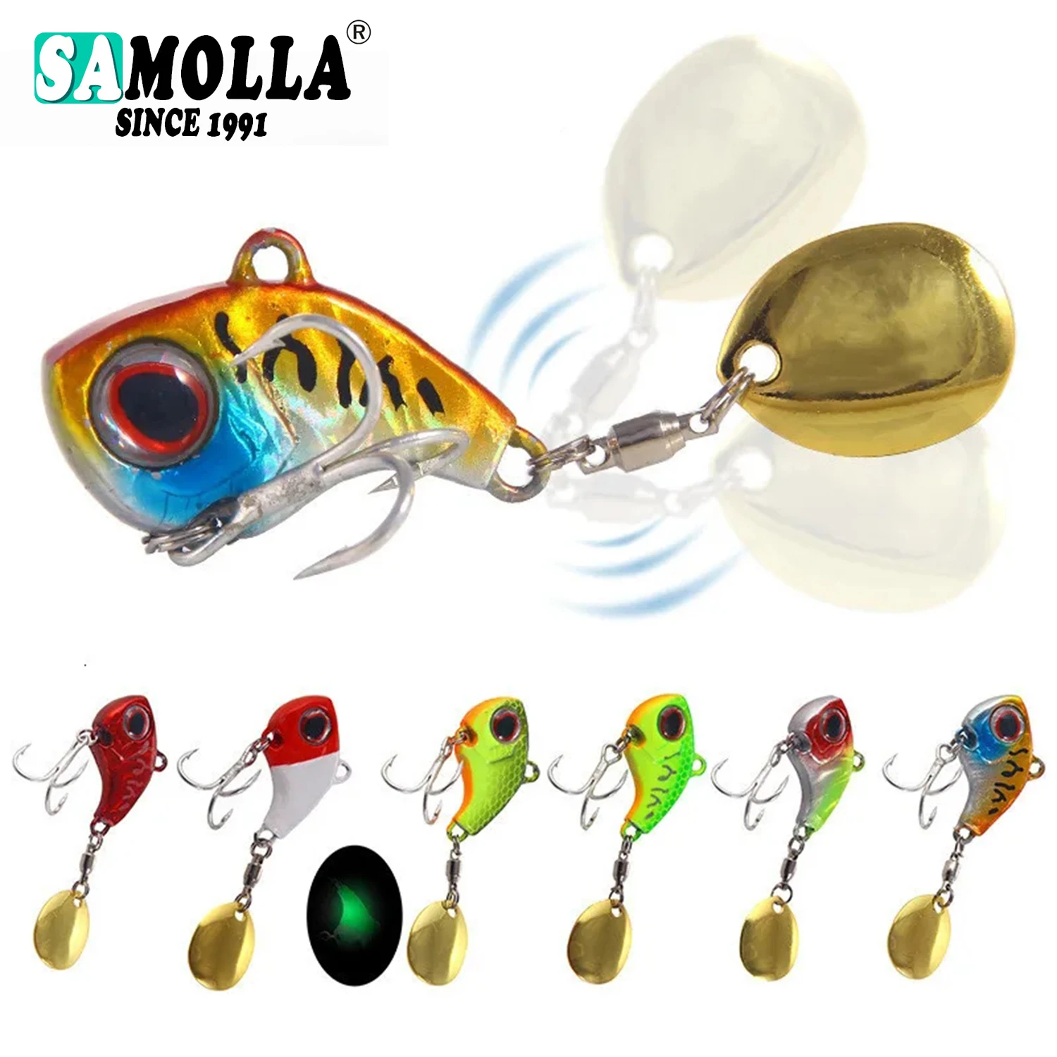 Whopper Señuelo giratorio con vibración metal 9-22g