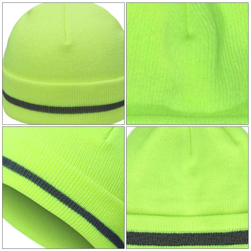 

Reflective Knitted Hat Fluorescence Design Soft Skin-Friendly Unisex Hat for Night Riding Walking Running Fishing Travel