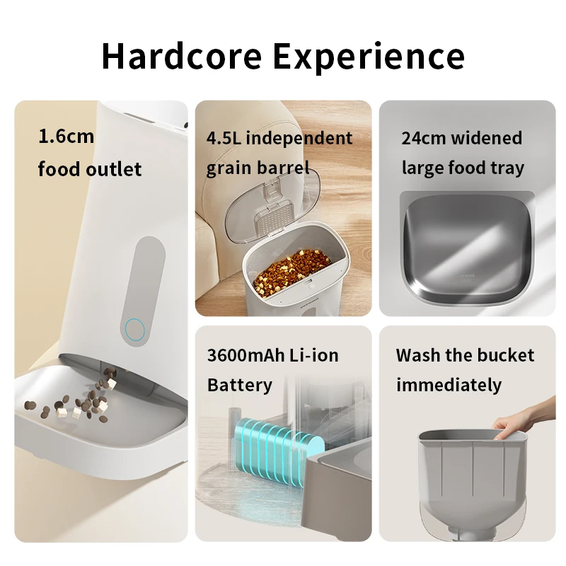 New Series 4.5L Smart Pet Feeder Camera Remote Control Smart Mobile Phone App Wifi Tuya Automatic Cat Dog Pet Food Feeder