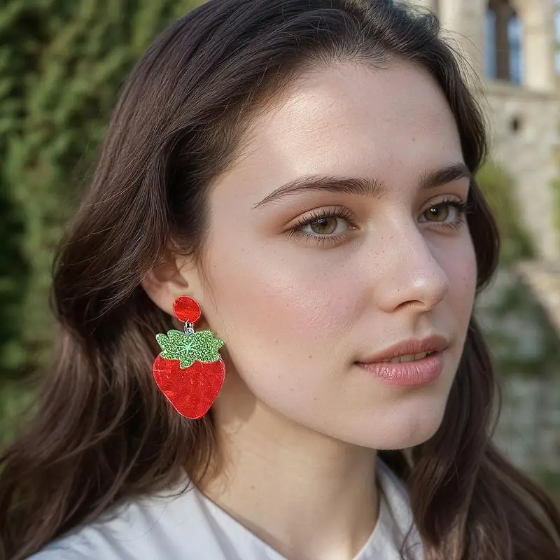New Fruit Earrings Strawberry Pitaya Fruit Earrings Sparkling Acrylic Earrings Decorative Gift Earring Fashion Party Jewelry Gi