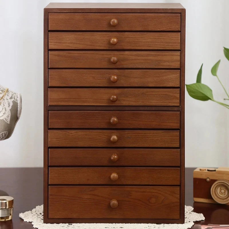 Modern Home Large-capacity Storage Boxes Chinese Furniture Solid Wood Multi-layer Jewelry Necklace Earring with Lock Storage Box