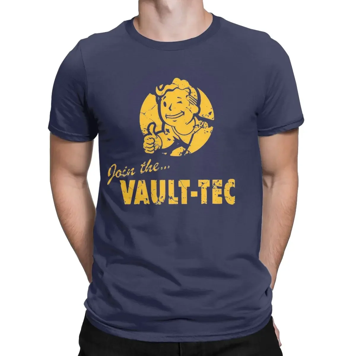 Men T-Shirt Join The Vaults Tec Fallouts Fashion 100% Cotton Tees Short Sleeve T Shirts O Neck Clothes 6XL