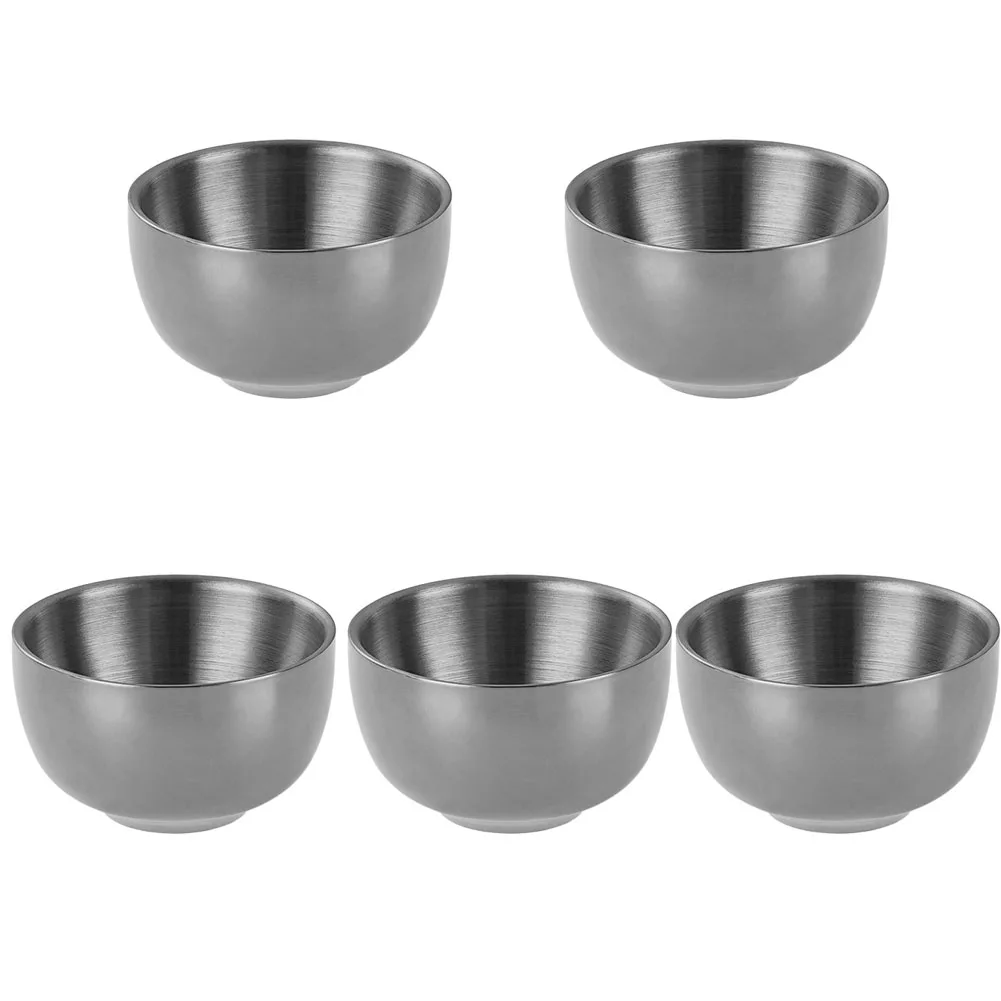 5Pcs 304 Stainless Steel Sake Cups Double Wall Insulated Metal Shot Glasses Stackable Modern Design For Home Party Bar Use
