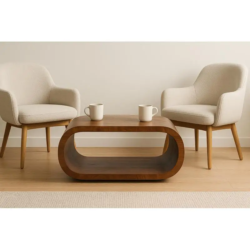 Oval Chestnut Coffee Table - Modern Design for Living Room, Stylish and Elegant Home Furniture, Perfect for Any Decor