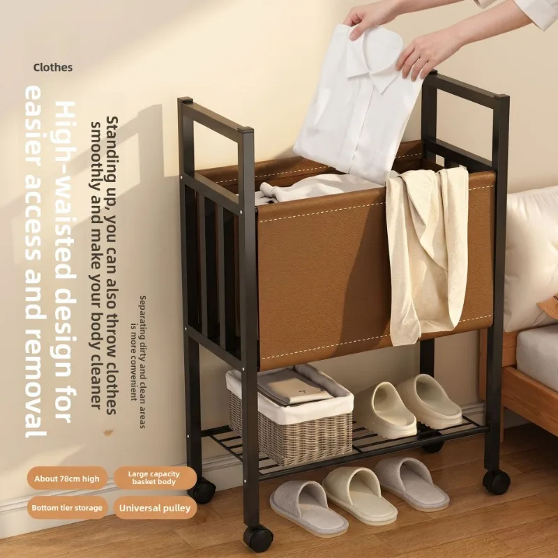 Two Tier Large Capacity Dirty Clothes Basket Laundry Cart Portable Storage Organizer Household Storage Organizer Basket Storage