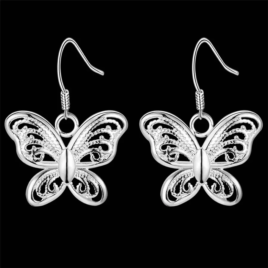 Korean fashion Unique butterfly 925 Sterling Silver Earring for Women classic party wedding accessories Jewelry Holiday gift