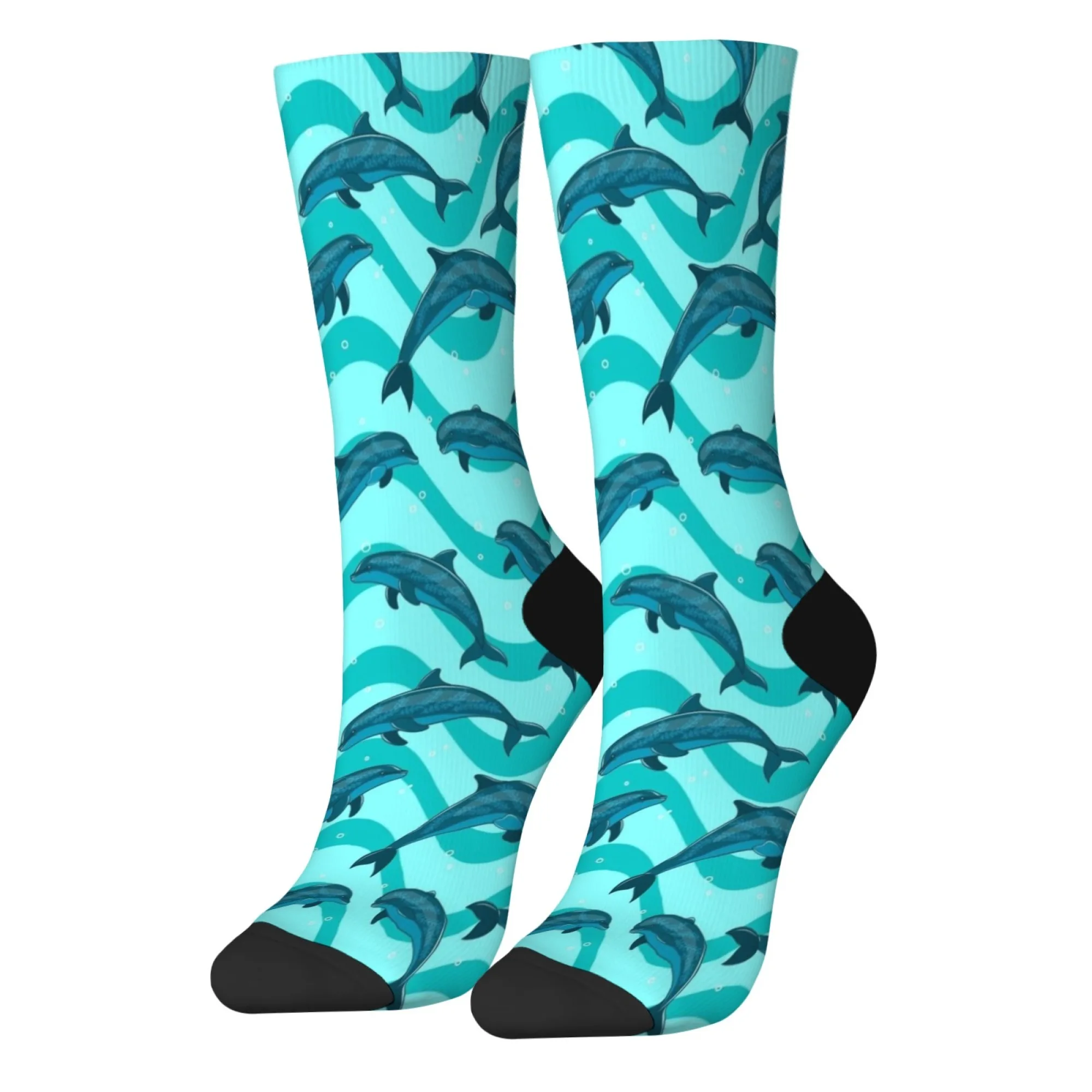 Happy Cute Dolphin Cartoon Socks Harajuku Style Novelty Funny Men's Socks Comfortable Non-Slip Casual Sports Fashion Socks Gift