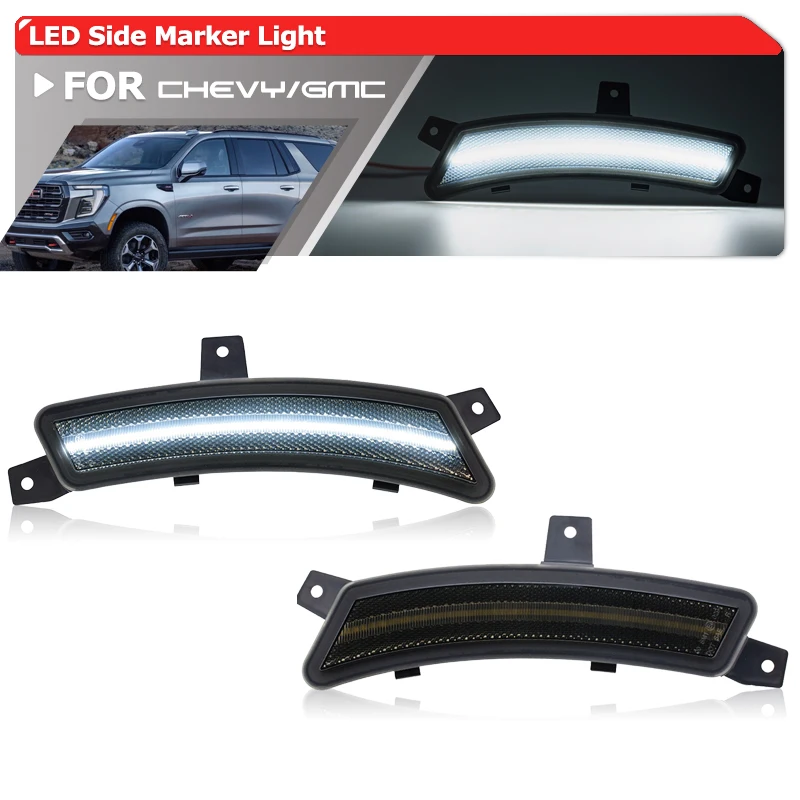 Smoked White LED Wheel Side Marker Elevation Welcome Lights For 2025+ Chevy Tahoe Suburban GMC Yukon Cadillac Escalade ESV IQ