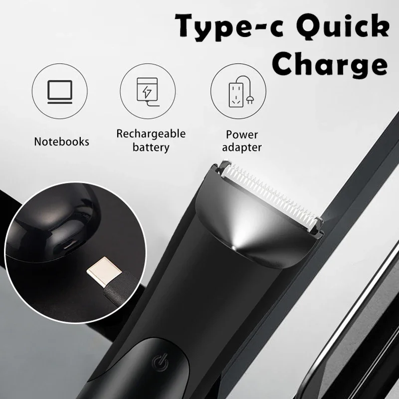 Trymer do włosów w miejscu intymnym dla mężczyzn, elektryczny trymer do penisa, zawiera 2 nasadki zabezpieczające, ceramiczna głowica tnąca, golarka do użytku na sucho i na mokro