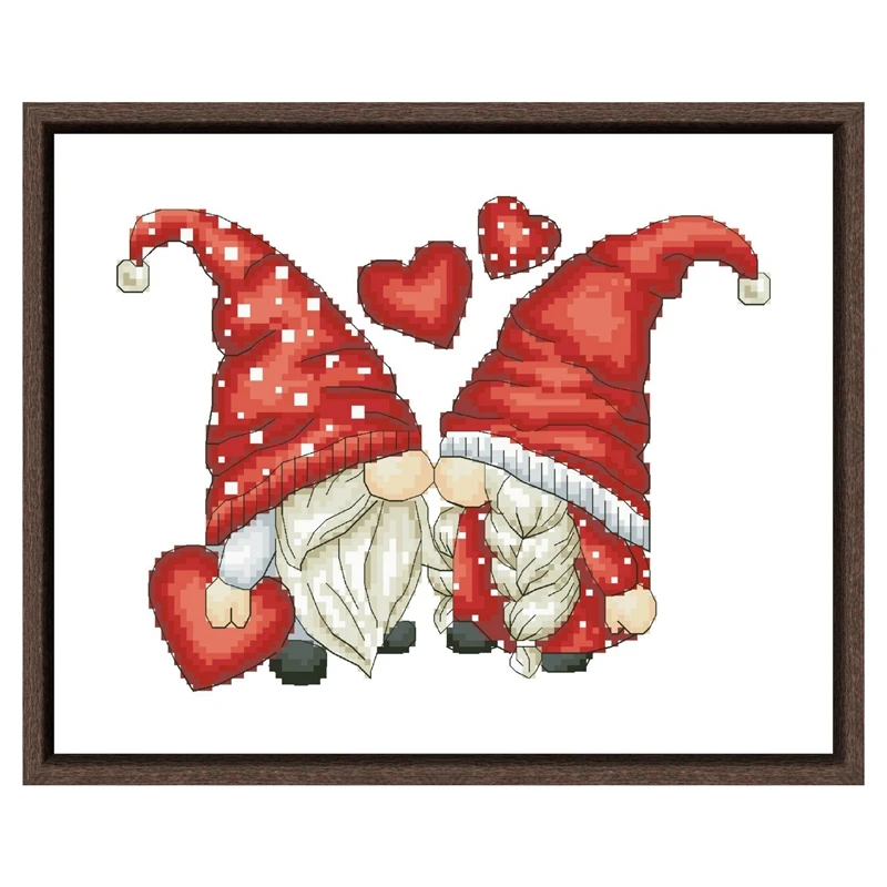 Gnomes in Love cross stitch kit cartoon 18ct 14ct 11ct unprint white cloth cotton thread embroidery DIY handmade needlework