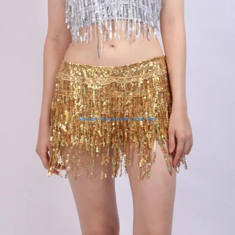 E56A Sparkling Sequins Fringe Shorts for Women Glittering Tassels Dance Costume Bottoms for Parties and Music Festivals