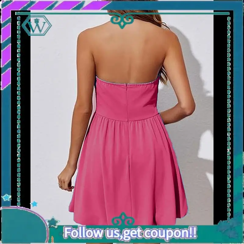 A09P Mini abito corto a bolle da donna 2025 Estate Casual A Line senza spalline Top a tubo Vestito estivo Abiti smockati alla moda