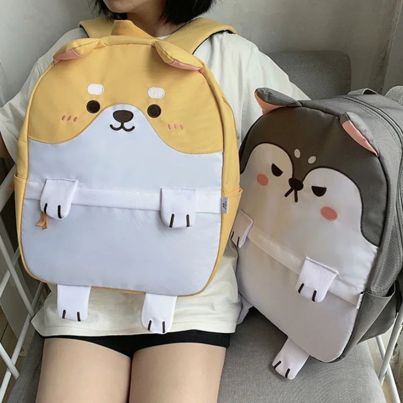 Shiba Inu Corgi Husky Dog Canvas Cute Cartoon Printing Backpack Fashion Women Shoulder Pack Student School Bag Laptop Knapsack