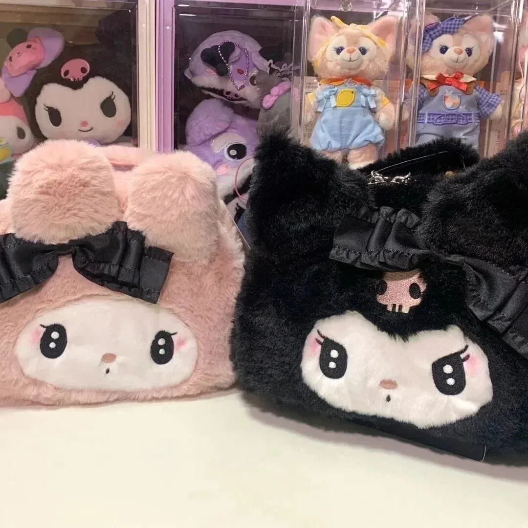 Kawaii Sanrio peluche Kuromi Melody Make Up Cosmetic Bag Cartoon borse di stoccaggio di grande capacità borsa portatile regali per ragazza