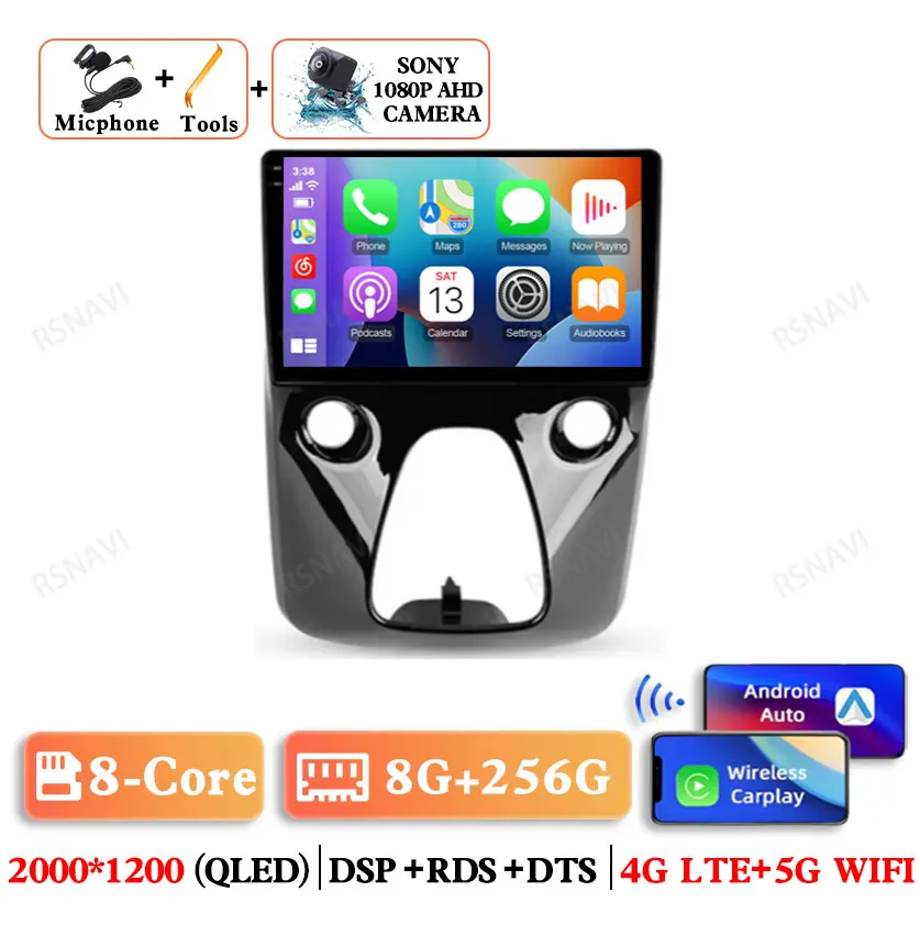 Android 15 Voor Peugeot 108 Voor Toyota Aygo B40 2014-2021 Qualcomm Autoradio Multimedia GPS DSP Navigatie Viedo speler 5G WIFI