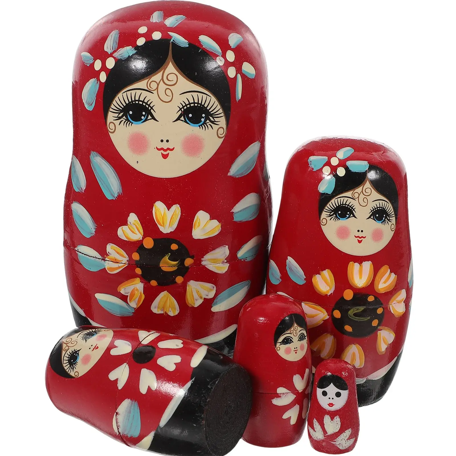 5pcs Traditional Matryoshka Russian Nesting Dolls Handmade Classic Wood Stacking Toy Children Gifts